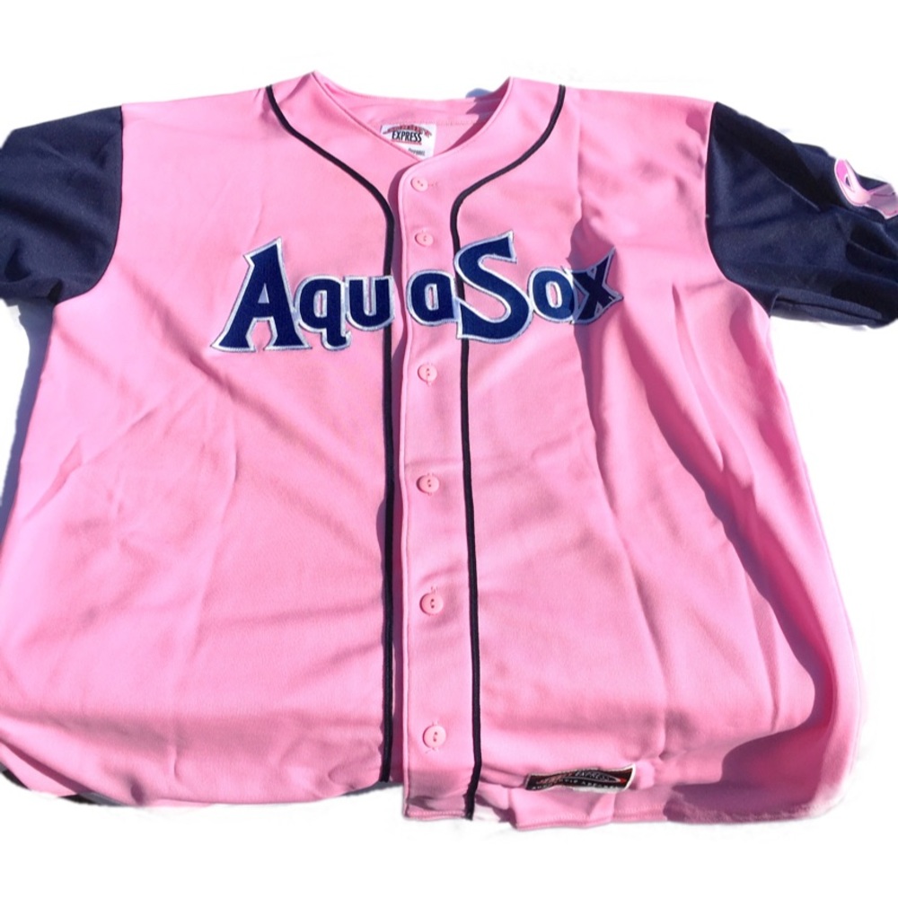 โพ๏ธ2006 Aquasox Steven Baron signed Jersey breastcancer awareness - Picture 5 of 15